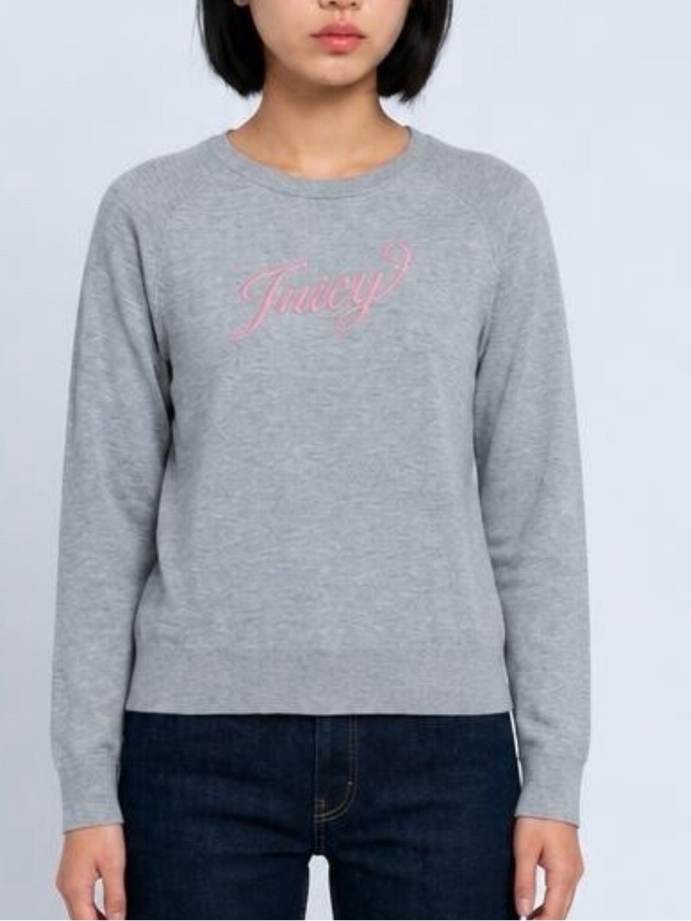 Tommy Hilfiger Women's M Gray Pink Embroidered Logo Crewneck Pullover Sweater